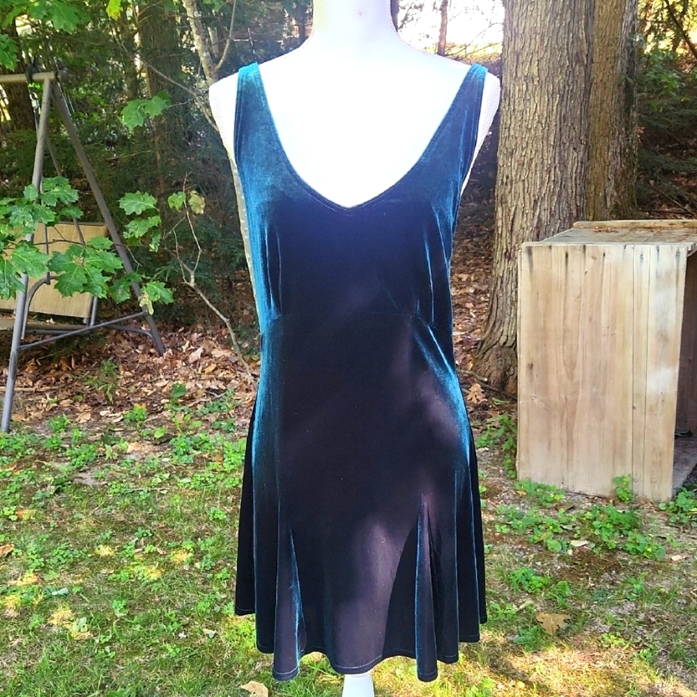 Y2K Green Velvet Victoria's Secret Whimsigotb Fairy Grunge Flouncy Mini Dress